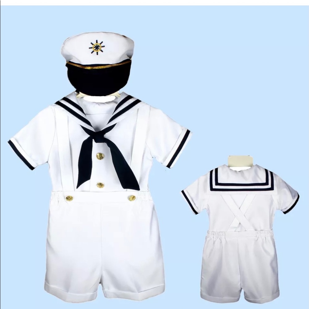 Boys Toddler Sailor Suit with Cap